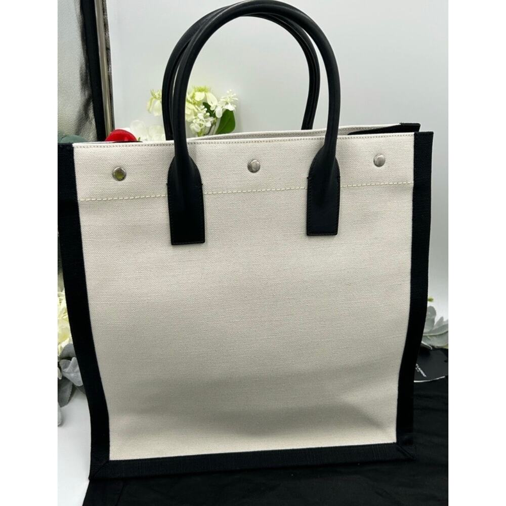 Saint Laurent RIVE GAUCHE canvas/leather tote bag made in Italy NWT - Picture 2 of 13